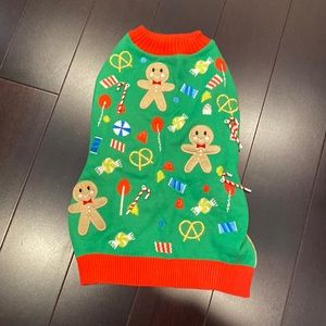 Dog Christmas sweater with hanging candy canes